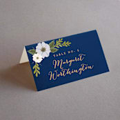 "Floral Ring" - Place Cards in Atlantic by Karidy Walker - Folded with Free Guest Printing