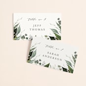 "Natures Greens" - Place Cards in Ivory by Susan Moyal - Front with Free Guest Printing