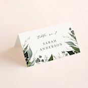 "Natures Greens" - Place Cards in Ivory by Susan Moyal - Folded with Free Guest Printing