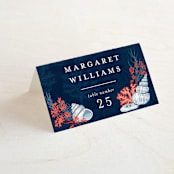"Deep Blue" - Place Cards in Deep Blue by Paper Sun Studio - Folded with Free Guest Printing