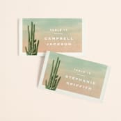 "Postcard from the Desert" - Place Cards in Sunset by Pink House Press - Front with Free Guest Printing