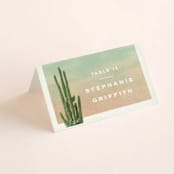 "Postcard from the Desert" - Place Cards in Sunset by Pink House Press - Folded with Free Guest Printing