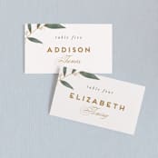 "Love Grows" - Place Cards in Leaf by Leah Bisch - Front with Free Guest Printing