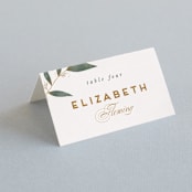 "Love Grows" - Place Cards in Leaf by Leah Bisch - Folded with Free Guest Printing