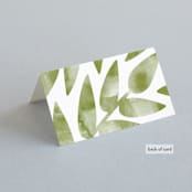 "Watercolor Leaf" - Place Cards in Porcelain by Johanna McShan - Folded Back of Card