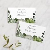 "Agave & Greens" - Place Cards in Ivory by Susan Moyal - Front with Free Guest Printing