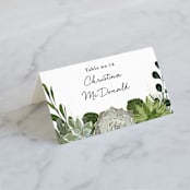 "Agave & Greens" - Place Cards in Ivory by Susan Moyal - Folded with Free Guest Printing