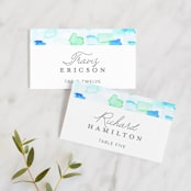 "Sea Glass" - Place Cards in Ocean by Hudson meet Rose - Front with Free Guest Printing