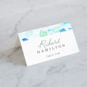 "Sea Glass" - Place Cards in Ocean by Hudson meet Rose - Folded with Free Guest Printing