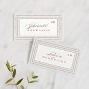 "Simply Grand" - Place Cards in Dove by Hooray Creative - Front with Free Guest Printing