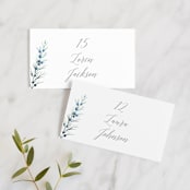 "Winterelle" - Place Cards in Cornflower by Petra Kern - Front with Free Guest Printing