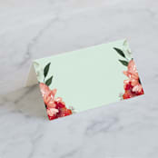 "Cascading Florals" - Place Cards in Rouge by Leah Bisch - Blank front