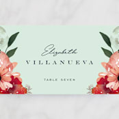 "Cascading Florals" - Place Cards in Rouge by Leah Bisch - Detail