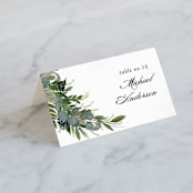 "Side Swept" - Place Cards in Navy by Susan Moyal - Folded with Free Guest Printing