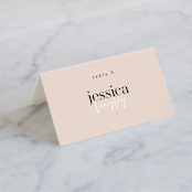 "Loved" - Place Cards in Champagne by Angela Garrick - Folded with Free Guest Printing