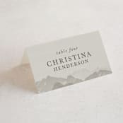 "Modern Mountain" - Place Cards in Fog by Stephanie Biller - Folded with Free Guest Printing