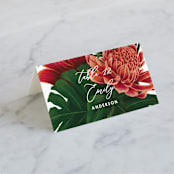 "Tropical Bouquet" - Place Cards in Basil by Elly - Folded with Free Guest Printing