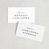 "Library Square" - Place Cards in Charcoal by Meagan Christensen - Front with Free Guest Printing
