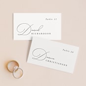 "Flowing Initials" - Place Cards in Ivory by Hooray Creative - Front with Free Guest Printing
