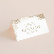 "Organic Dots" - Place Cards in Champagne by lena barakat - Folded with Free Guest Printing