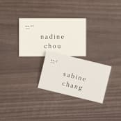 "Lineup" - Place Cards in Latte by Jennifer Lew - Front with Free Guest Printing