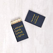 "Custom Latkes & Gelt & Gifts & Lights Matchbox, set of 100" - Party Matches and Matchbooks in blue by ForYourParty