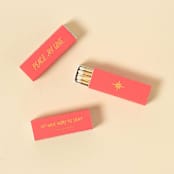 "Custom Peace. Joy. Love. Matchboxes, set of 100" - Party Matches and Matchbooks in pink by ForYourParty