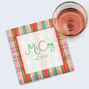 "Striped Bow Personalized Cocktail Napkins" - Party Napkins in multicolor by Papel Custom Design