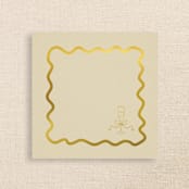 "Champagne Glass with Wavy Border Premium Cocktail Napkins" - Party Napkins in natural by Papel Custom Design