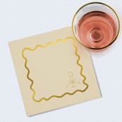 "Champagne Glass with Wavy Border Premium Cocktail Napkins" - Party Napkins in natural by Papel Custom Design