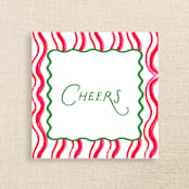"Cheers Striped Personalized Cocktail Napkins " - Party Napkins in multicolor by Papel Custom Design