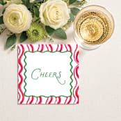 "Cheers Striped Personalized Cocktail Napkins " - Party Napkins in multicolor by Papel Custom Design