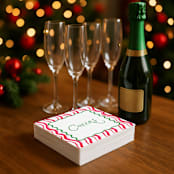 "Cheers Striped Personalized Cocktail Napkins " - Party Napkins in multicolor by Papel Custom Design