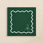 "Champagne Glass with Wavy Border Premium Green Cocktail Napkins" - Party Napkins in green by Papel Custom Design