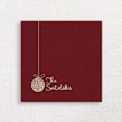 "Personalized Burgundy Holiday Cocktail Napkins with Ornament Icon" - Party Napkins in red by Papel Custom Design