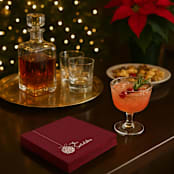 "Personalized Burgundy Holiday Cocktail Napkins with Ornament Icon" - Party Napkins in red by Papel Custom Design