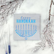 "Happy Hanukkah Cocktail Napkins, cocktail size, pack of 50" - Party Napkins in gray by ForYourParty