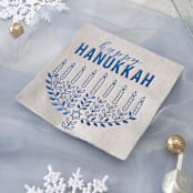 "Happy Hanukkah Cocktail Napkins, cocktail size, pack of 50" - Party Napkins in gray by ForYourParty