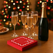 "Jolly Squiggle Border Premium Cocktail Napkins" - Party Napkins in red by Papel Custom Design