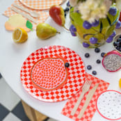 "Le Dinner Pomegranate Large Napkins - Set of 16" - Party Napkins in red by Jollity and Co