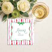 "Fun Holiday Striped Name Personalized Cocktail Napkins" - Party Napkins in multicolor by Papel Custom Design