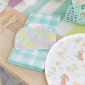 "Bunnies In The Garden Large "Basket" Napkins - Set of 16" - Party Napkins in blue by Jollity and Co
