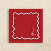 "Champagne Glass with Wavy Border Premium Red Cocktail Napkins" - Party Napkins in red by Papel Custom Design