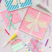 "It's A Birthday Candle Print Petite Napkins - Set of 16" - Party Napkins in multicolor by Jollity and Co