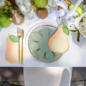 "Le Dinner Pear Dessert Plates - Set of 8" - Party Plates and Bowls in yellow by Jollity and Co