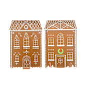 "Baking Spirits Bright Tall Light Brown Gingerbread House Plates - Set of 8" - Party Plates and Bowls in brown by Jollity and Co