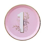 "Pink Onederland Dinner Plates - Pack of 8" - Party Plates and Bowls in pink by Jollity and Co
