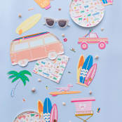"Surf's Up "Surf Van" Large Plates - Set of 8" - Party Plates and Bowls in multicolor by Jollity and Co