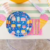 "It's A Birthday Cake Print Large Plates - Set of 8" - Party Plates and Bowls in multicolor by Jollity and Co