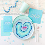 "Zodiac Aquarius Dinner Plates - Set of 8" - Party Plates and Bowls in blue by Jollity and Co